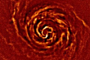 First ever live observation of the rotation of a planetary nursery