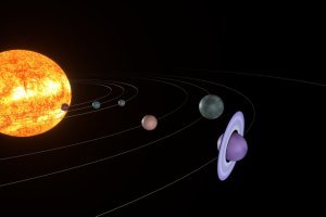 A system of at least six exoplanets revealed after ten years of observations