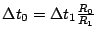 $ \Delta t_{0}=\Delta t_{1}\frac{R_{0}}{R_{1}}$