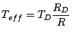 $\displaystyle T_{eff}=T_{D}\frac{R_{D}}{R}$