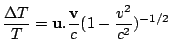 $\displaystyle \frac{\Delta T}{T}=\mathbf{u}.\frac{\mathbf{v}}{c}(1-\frac{v}{c})^{-1/2}$