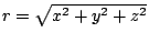 $ r=\sqrt{x+y+z}$