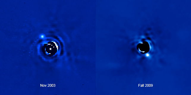 Beta Pictoris b en 2003 et en 2009